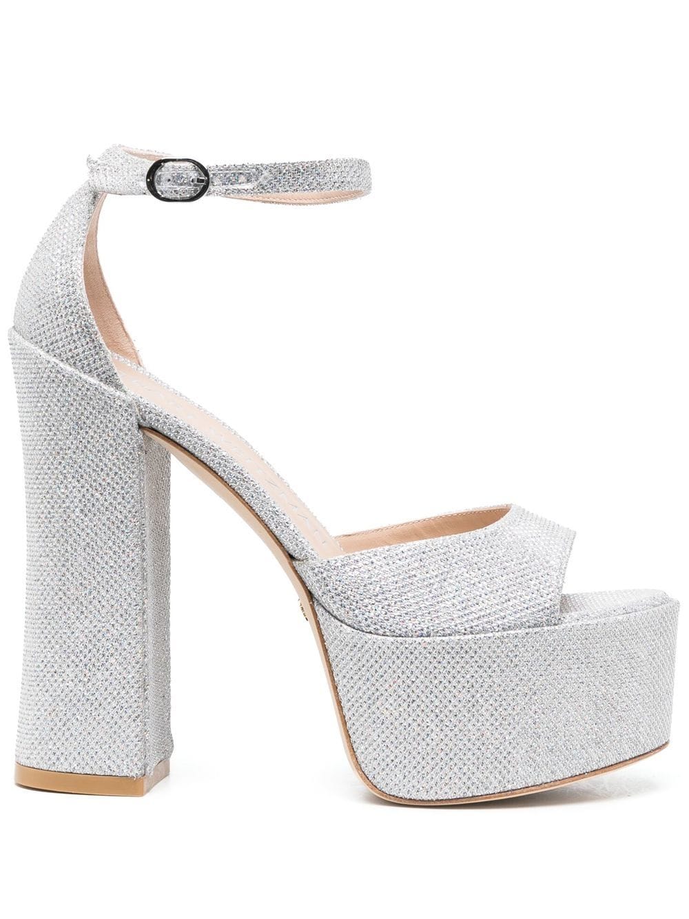 Stuart Weitzman Plateau-Sandalen mit Glitter 150mm - Silber von Stuart Weitzman