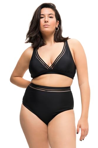 Studio Untold Damen große Größen Übergrößen Plus Size Bikini-Slip, Highwaist, Panty Style, Mesh-Einsatz schwarz 48 829888100-48 von Studio Untold