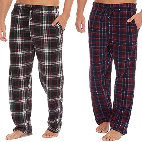 Style It Up Herren-Schlafanzug, Pyjama, Hose, Schottenkaro, einfarbig, weich, warm, Fleece, Multipack, L von Style It Up