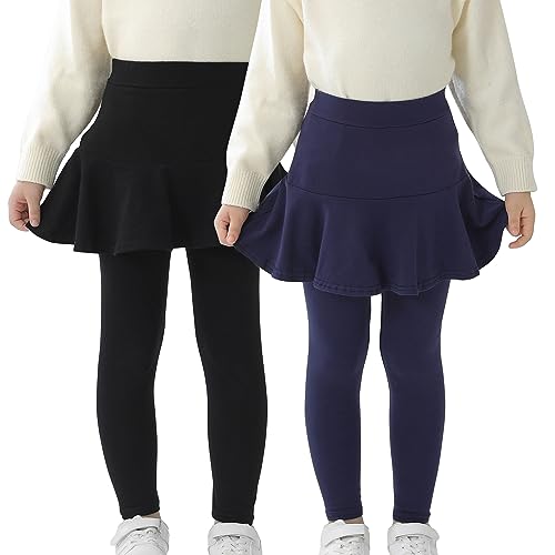 Mädchen Leggings mit Rock Hosen Tutu Baumwolle Lange Leggings Sports für Kinder Schwarz Navy für 3 Jahren Höhe 92-104 von StyleSavvy