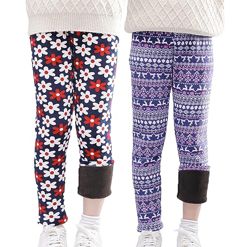 StyleSavvy Mädchen Leggings 2er-Pack Gefüttert Herbst/Winter Hosen Farbige Blume Rentier für 11 Jahre EU Size146-150 von StyleSavvy