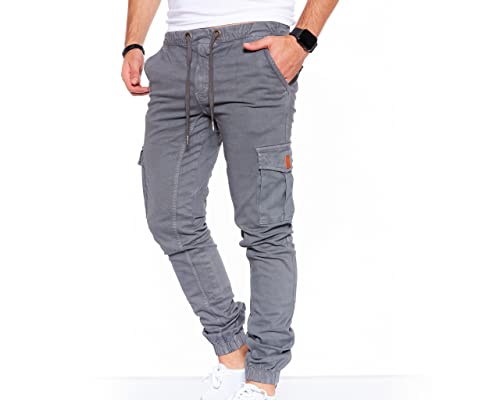 8000 Herren Cargohose aus Baumwolle männer Cargohose Chino Hose Freizeithose Slim fit Cargohose Slim fit Chino Hose stylisch Cargohose (8001_Gray, 33) von Styleko