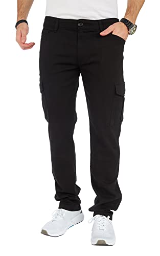 8010 Herren Cargohose aus Baumwolle männer Cargohose Chino Hose Freizeithose Slim fit Cargohose Slim fit Chino Hose stylisch Cargohose (as3, Numeric, Numeric_29, Regular, Regular, A-Black, 29) von Styleko