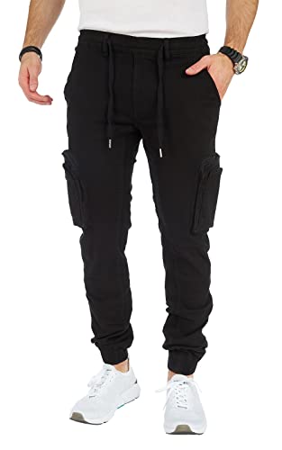 8011 Herren Cargohose aus Baumwolle männer Cargohose Chino Hose Freizeithose Slim fit Cargohose Slim fit Chino Hose stylisch Cargohose (C-Black, 30) von Styleko