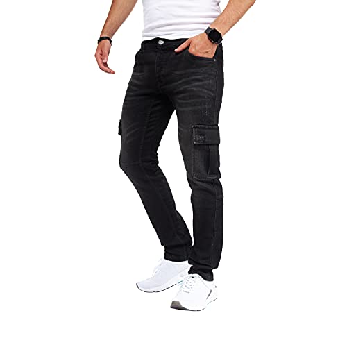 Styleko 8013 Herren Cargohose Männer Cargohose Herren Chino Hose Slim fit Cargohose Freizeithose Jeans Cargohose Destroyed Jeans (as3, Numeric, Numeric_29, Regular, Regular, C-Black, 31, Regulär) von Styleko