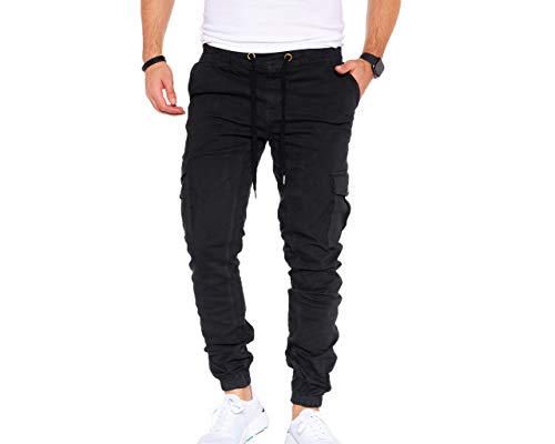 Styleko Cargohose Herren Cargohose aus Baumwolle Outdoorhose männer verwaschen Cargohose Chino Hose Freizeithose Jogging Hose treckking Hose Causual Hose |6 Taschen| 4 Farben 8001 (Black, 29) von Styleko