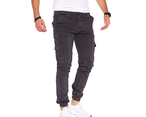 Styleko Cargohose Herren Cargohose aus Baumwolle Outdoorhose männer verwaschen Cargohose Chino Hose Sporthose Freizeithose Jogging treckking Casual Hose |6 Taschen 8001 (Antracite- Guertel, 31) von Styleko