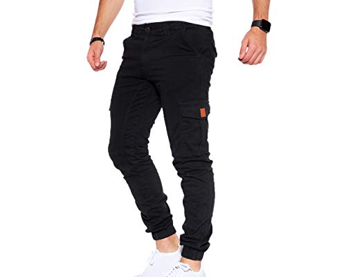 Styleko Cargohose Herren Cargohose aus Baumwolle Outdoorhose männer verwaschen Cargohose Chino Hose Sporthose Freizeithose Jogging treckking Casual Hose |6 Taschen 8001 (Black- Guertel, 29) von Styleko