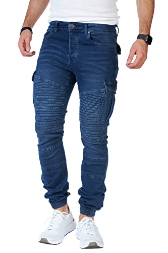 Styleko Herren Cargo Jeans Hose Herren Jeans Hose für Männer Jungen Regular Slim fit Denim Destroyed Jogger Freizeithose Casual Jeans Pants Jeans Herren Stretch| 7 Tasc 8004 (Dark Blue-Amazonit, 33) von Styleko