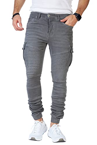 Styleko Herren Cargo Jeans Hose Herren Jeans Hose für Männer Jungen Regular Slim fit Denim Destroyed Jogger Freizeithose Casual Jeans Pants Jeans Herren Stretch| 7 Tasc 8004 (Light Grey-Amazonit, 32) von Styleko