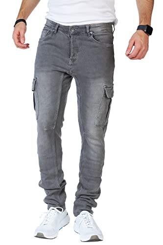 Styleko Herren Cargo Jeans Hose Herren Jeans Hose für Männer Jungen Regular Slim fit Denim Destroyed Jogger Freizeithose Casual Jeans Pants Jeans Herren Stretch 8003 (Grey, 36W/32L) von Styleko