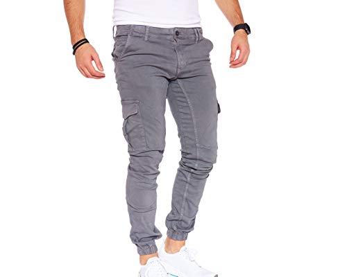 Styleko Herren Hosen Cargohose Herren Causual Slim Fit Cargohose aus Baumwolle Outdoorhose männer Chino Hose Freizeithose Jogging Hose treckking Hose|6 Taschen| 4 Farben 8002 (Grey, 31) von Styleko