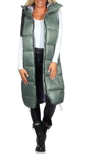 Sublevel Damen 3/4-lange Steppweste mit Kapuze LSL-461 Agave Green S Sublevel Damen 3/4-lange Steppweste mit Kapuze LSL-461 Agave Green S von Sublevel