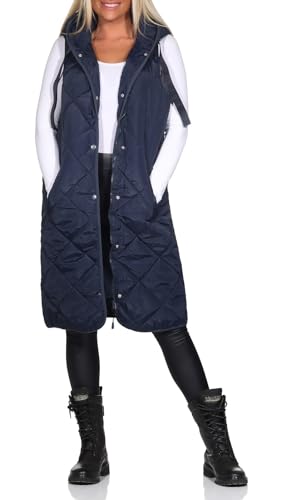 Sublevel Damen 3/4-lange Steppweste mit Kapuze LSL-462 Navy M Sublevel Damen 3/4-lange Steppweste mit Kapuze LSL-462 Navy M von Sublevel