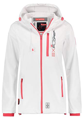 Sublevel Damen Softshell-Jacke Kurzmantel mit Kapuze & Print White-pink S Sublevel Damen Softshell-Jacke Kurzmantel mit Kapuze & Print White-pink S von Sublevel