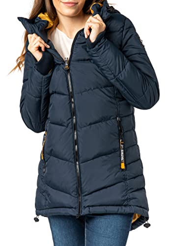 Sublevel Damen Winterjacke Stepp-Mantel mit Kapuze lang & tailliert, Outdoorjacke für Damen Dark-Blue L Sublevel Damen Winterjacke Stepp-Mantel mit Kapuze lang & tailliert, Outdoorjacke für Damen Dark-Blue L von Sublevel