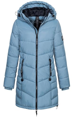 Sublevel Damen Steppmantel LSL-412 gesteppter Kurzmantel mit Kapuze Morning Fog Blue XL Sublevel Damen Steppmantel LSL-412 gesteppter Kurzmantel mit Kapuze Morning Fog Blue XL von Sublevel