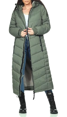 Sublevel Damen Steppmantel extralang LSL-491 gesteppter Wintermantel mit Kapuze Dusty Olive XL Sublevel Damen Steppmantel extralang LSL-491 gesteppter Wintermantel mit Kapuze Dusty Olive XL von Sublevel