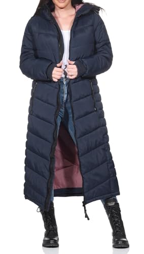 Sublevel Damen Steppmantel extralang LSL-491 gesteppter Wintermantel mit Kapuze Inkwell Blue XXL Sublevel Damen Steppmantel extralang LSL-491 gesteppter Wintermantel mit Kapuze Inkwell Blue XXL von Sublevel