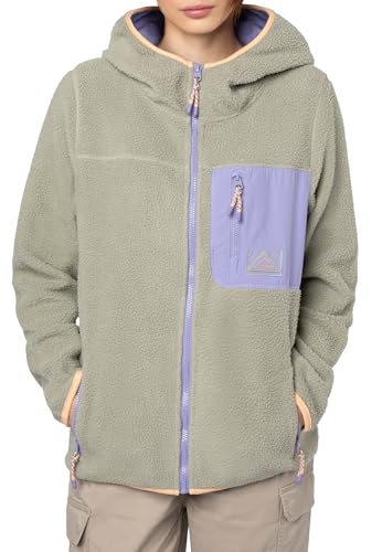 Sublevel Damen Teddy Fleecejacke – Kuschelige Jacke mit Kapuze und Kontrastfarbenen Brusttaschen, Perfekt für den Alltag Green S Sublevel Damen Teddy Fleecejacke – Kuschelige Jacke mit Kapuze und Kontrastfarbenen Brusttaschen, Perfekt für den Alltag Green S von Sublevel