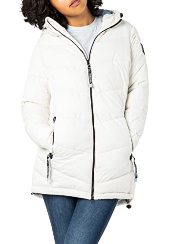 Sublevel Damen Winterjacke Stepp-Mantel mit Kapuze lang & tailliert, Outdoorjacke für Damen White S Sublevel Damen Winterjacke Stepp-Mantel mit Kapuze lang & tailliert, Outdoorjacke für Damen White S von Sublevel