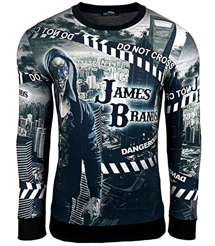 Subliminal Mode - Herren Pullover Sweatshirt Langarm bedruckt mit Strass BX201 912 Schwarz XXL, Modell 918, XXL von Subliminal Mode