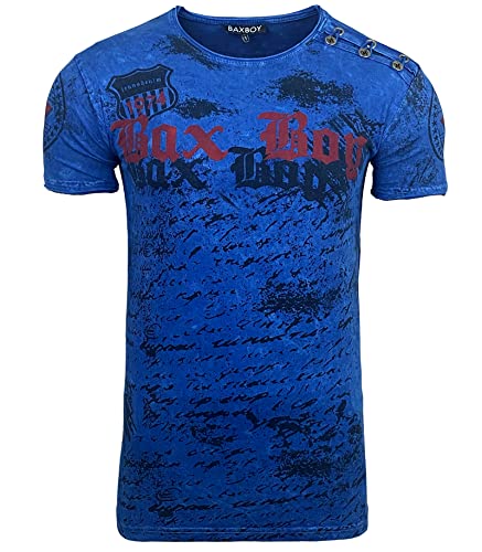 T-Shirt für Herren, Rundhalsausschnitt, kurzärmlig, Slim Fit, modisch, BX102, blau, L von Subliminal Mode