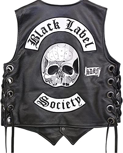 Suiting Style Bikerjacke Reiterweste Black Label Society Bestickter Patch Motorrad Lederweste für Herren, Leder, XL von Suiting Style