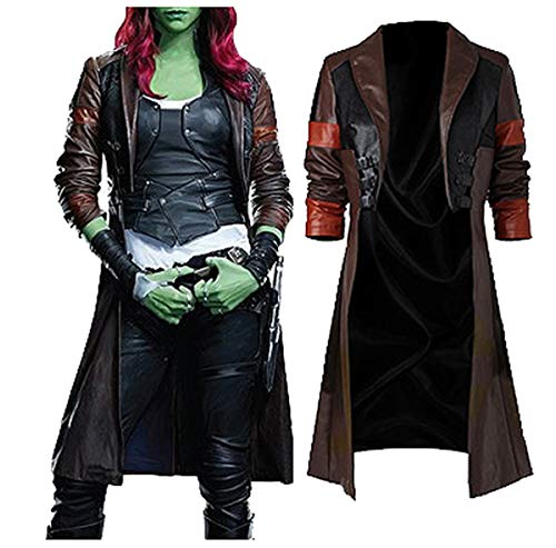 Suiting Style Damen Guardians Zoe Saldana Gamora Galaxy Cosplay Kostüm Lang Kunstleder Trenchcoat, Schwarz , 32 von Suiting Style