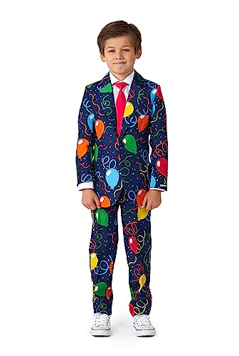 SUITMEISTER Lustiger Anzug für Jungen, Konfetti-Luftballons, bedruckt, schmale Passform, Blau, Blau SUITMEISTER Lustiger Anzug für Jungen, Konfetti-Luftballons, bedruckt, schmale Passform, Blau, Blau von Suitmeister