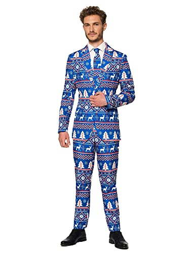 Suitmeister Herren Men Suit Business-Anzug Hosen-Set,Christmas Blau Nordic,S Suitmeister Herren Men Suit Business-Anzug Hosen-Set,Christmas Blau Nordic,S von Suitmeister