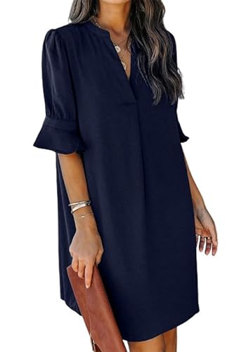 Sukiglam Sommerkleid Damen Sexy V-Ausschnitt Halbarm Hemdkleid Elegant Cocktailkleider Leichte Freizeitkleider Casual Einfarbig Midi Kleid Strandkleid Mode Kleider Sukiglam Sommerkleid Damen Sexy V-Ausschnitt Halbarm Hemdkleid Elegant Cocktailkleider Leichte Freizeitkleider Casual Einfarbig Midi Kleid Strandkleid Mode Kleider von Sukiglam