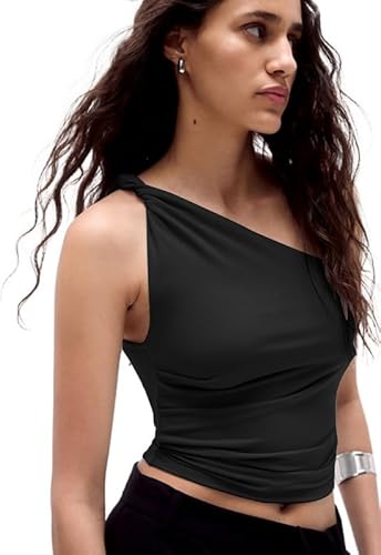 Sukiglam Tank Top Damen Summer Ärmellos One Shoulder Oberteil Y3k Asymmetrisch Slim Fit Rückenfreies Tanktops Stretchy Schulterfreies Going Out Crop Tops Sexy Bauchfrei Bluse Casual Basic Shrit Sukiglam Tank Top Damen Summer Ärmellos One Shoulder Oberteil Y3k Asymmetrisch Slim Fit Rückenfreies Tanktops Stretchy Schulterfreies Going Out Crop Tops Sexy Bauchfrei Bluse Casual Basic Shrit von Sukiglam