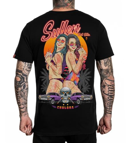 Sullen Men's Double Trouble Up Premium Jet Black Short Sleeve T Shirt 4XL von Sullen