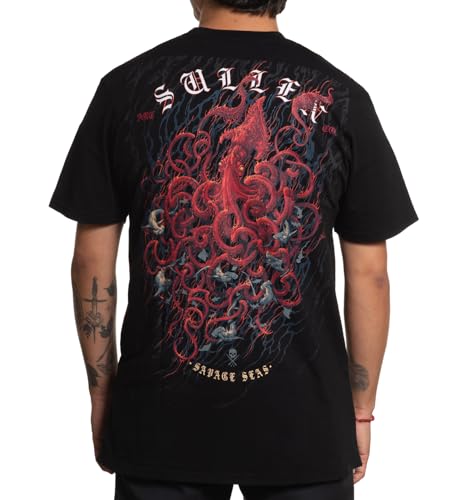 Sullen Men's Kraken Standard Black Short Sleeve T Shirt L von Sullen