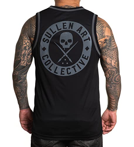 Sullen Men's Premium BOH Jersey Black/Grey Sleeveless Tank Top Shirt M von Sullen