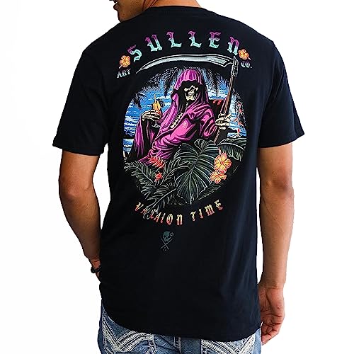 Sullen Men's Premium Vacation Time Jet Black Short Sleeve T Shirt L von Sullen