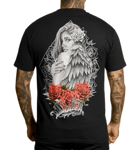 Sullen Men's Rose Angel Standard Black Short Sleeve T Shirt 3XL von Sullen