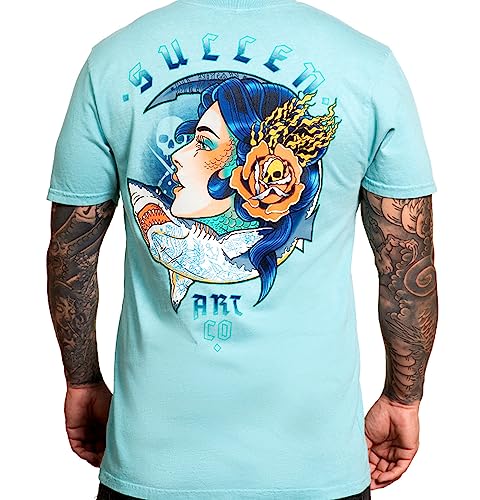 Sullen Men's Siren Shark Premium Nile Blue Short Sleeve T Shirt 3XL von Sullen