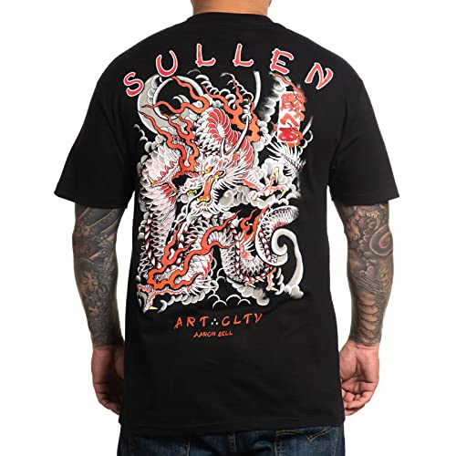 Sullen Red Dragon Herren T-Shirt mit kurzen Ärmeln, Schwarz , XXL von Sullen