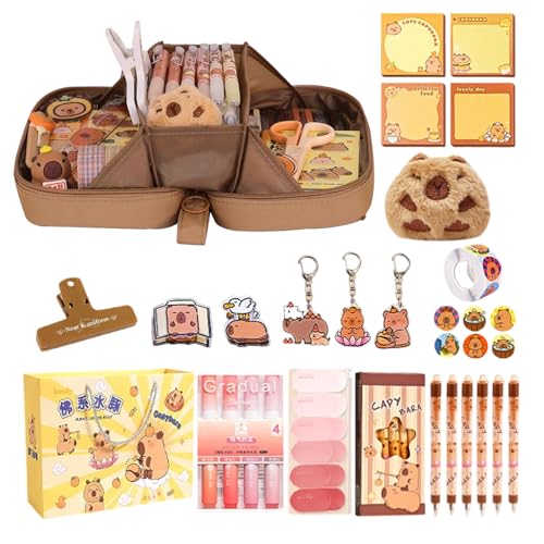 Capybara Pencil Case, Capybara-Beutel, mehrschichtiger Bleistiftkoffer, große Kapazität, mit Reißverschluss, Stiften, Aufklebern, Sticky Notes und mehr Vorräten für Kinder und Studenten Capybara Pencil Case, Capybara-Beutel, mehrschichtiger Bleistiftkoffer, große Kapazität, mit Reißverschluss, Stiften, Aufklebern, Sticky Notes und mehr Vorräten für Kinder und Studenten von Sulxyi