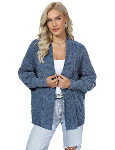 Sumeyuyu Strickjacke Damen Grobstrick Strickmantel Cardigan Damen Herbst Fledermausärmel V-Ausschnitt Casual Open Front Sweater Cardigan Cover Up Outwear von Sumeyuyu