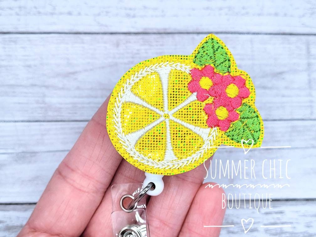 Glitter Floral Lemon Abzeichen Reel, Krankenschwestern Badge Krankenschwester Rn Medal Reel von SummerChicBoutique