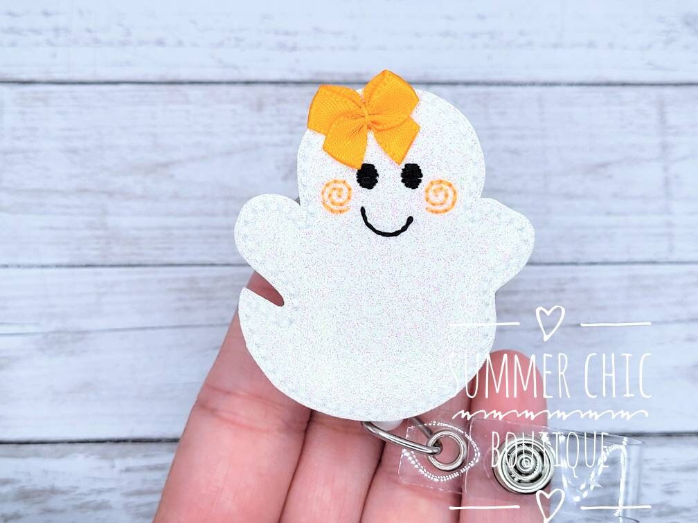 Glitter Ghost Halloween Badge Reel, Krankenschwester Rn Reel von SummerChicBoutique