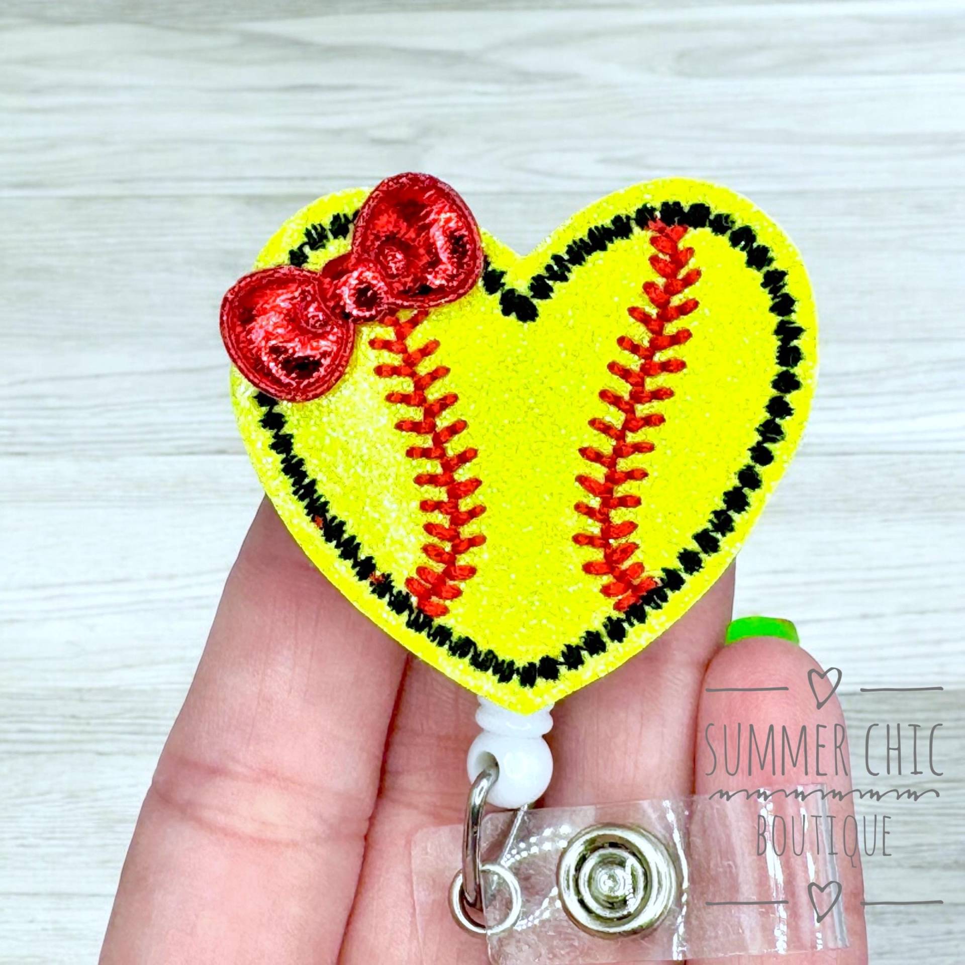 Glitzer Softball Badge Reel, Rn Krankenschwester Sport Holder, Versenkbare Rolle von SummerChicBoutique