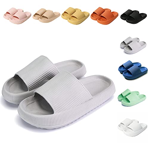 Sumvov Cozyslides Original Damen Schlappen 100% EVA Super Weich Rutschfest Badeschuhe Cozislides Original Hausschuhe Damen Herren,Grau,38/39 EU von Sumvov