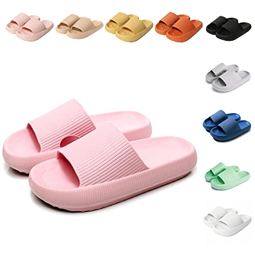 Sumvov Cozyslides Original Damen Schlappen 100% EVA Super Weich Rutschfest Badeschuhe Cozislides Original Hausschuhe Damen Herren, Rosa, 40/41 EU von Sumvov