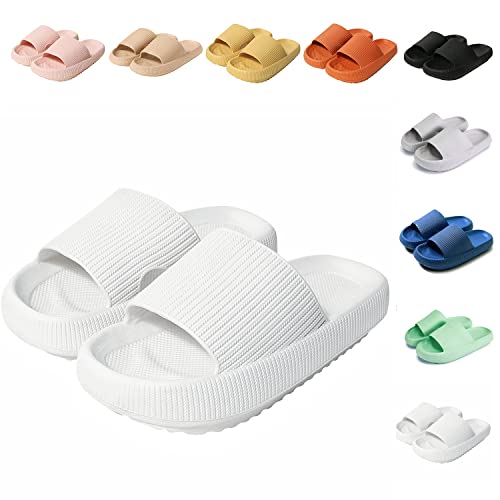 Sumvov Cozyslides Original Damen Schlappen 100% EVA Super Weich Rutschfest Badeschuhe Cozislides Original Hausschuhe Damen Herren,Weiß,40/41 EU von Sumvov