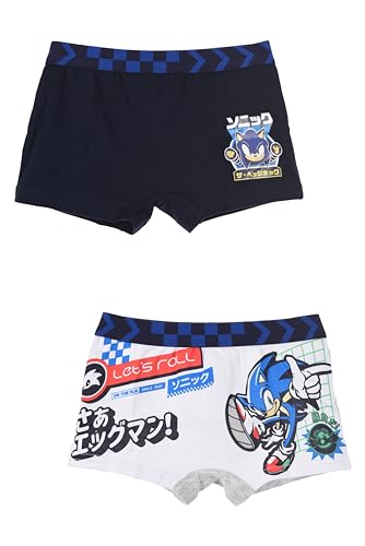 Sonic The Hedgehog Boxershorts für Kinder, 2 Stück, Marineblau und Grau, 6-8 Jahre von Sun CIty