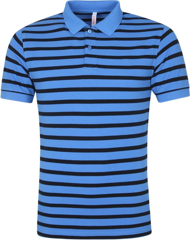 Sun68 Poloshirt Cold Dye Stripes Blau - Größe XXL von Sun68